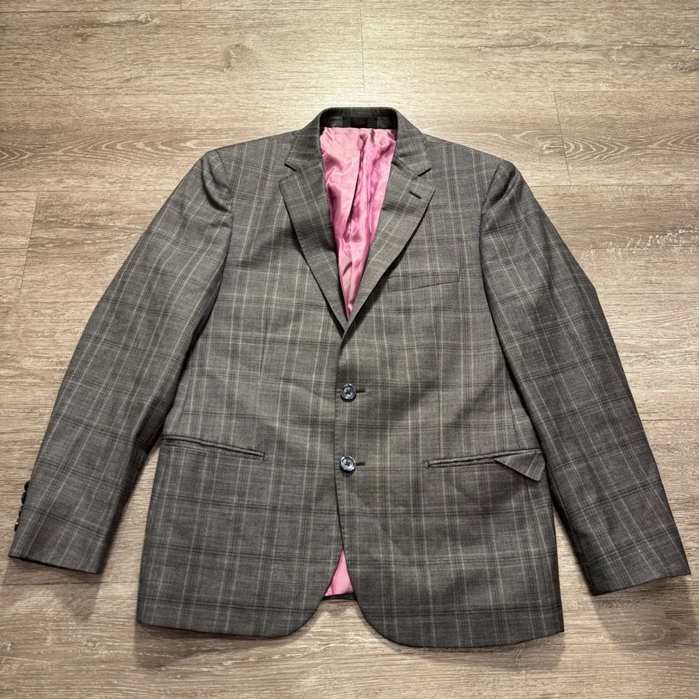 Zanetti Porto Blazer Men 42S Gray Plaid Wool Lanificio Di Biella Luxury Coat